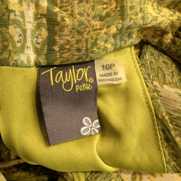 Taylor Green Gold Metallic Chiffon Halter Neck A-Line Dress Size 10 Petite - Picture 8 of 11